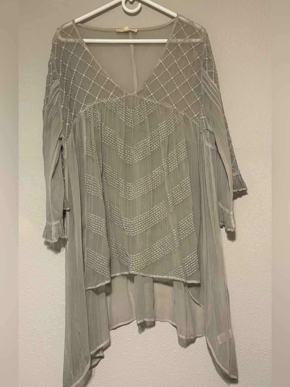 Scrapbook Light Gray Beaded V-Neck Tunic and Beach Cover Up